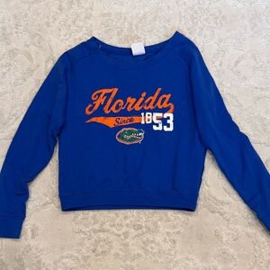 Knights Apparel Blue Crewneck Sweater with Orange & White Florida Script